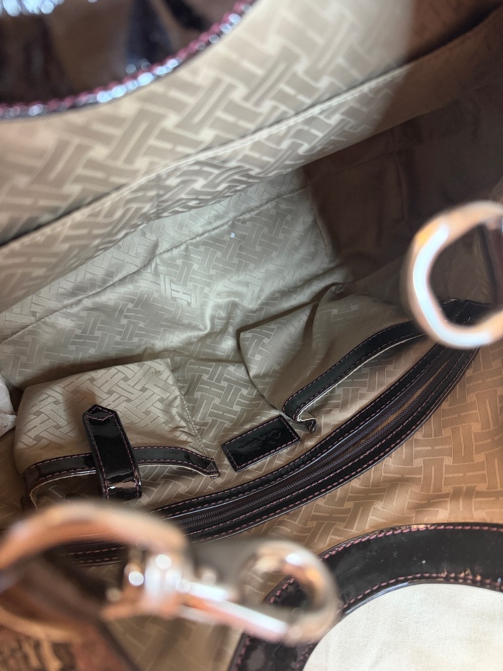 Cole Haan Genevieve Triangle Tote Plum Woven Shoulder Bag with Dustbag - Picture 5 of 10